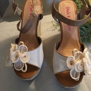 Pink & Pepper Wedge Sandals- New 6.5